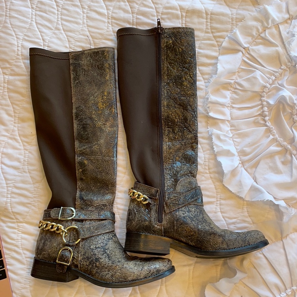 Betsey Johnson long, below the knee, leather boots